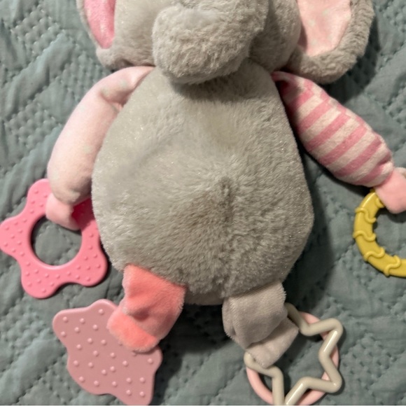 Kelly Baby Kellytoy 10” Elephant Plush Baby Rattle Toy pink Grey Soft - Picture 3 of 6